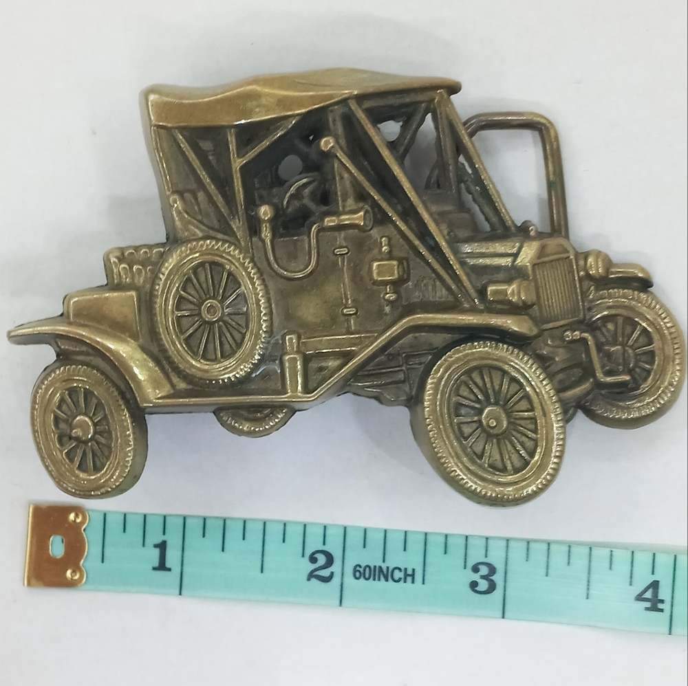 1978 Brass Model T Car Belt Baron Buckle Rare Vintage